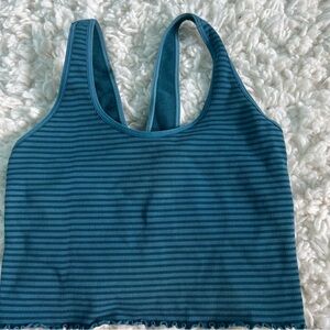 Spiritual Gangster Amor Blue Striped Crop Tank